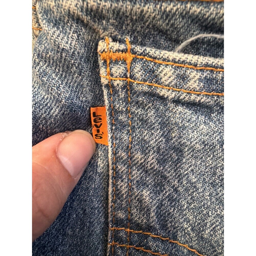 Men's Vintage Levi's 505 Orange Tab Jeans Size 36x34 Straight Leg Blue Denim - Picture 9 of 10
